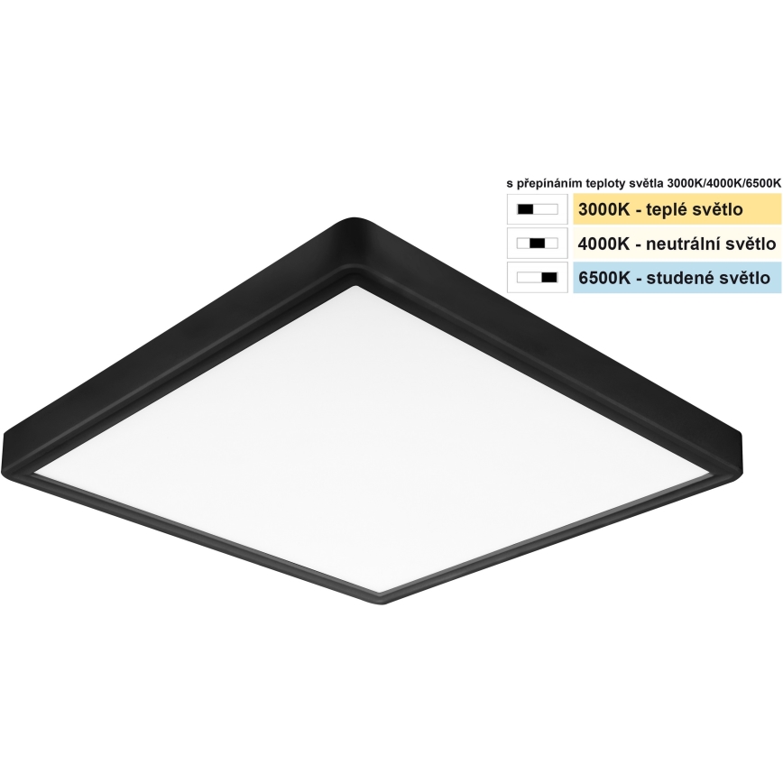 Top Light - LED stropna svjetiljka REVIT LED/24W/230V 3000/4000/6500K 30x30 cm crna