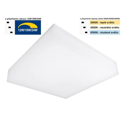 Top Light - LED Prigušiva stropna zidna svjetiljka BOXTER LED/12/18/24W/230V IP54 3000/4000/6500K 28x28 cm