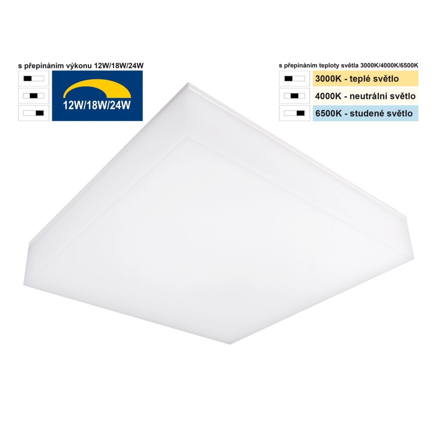 Top Light - LED Prigušiva stropna zidna svjetiljka BOXTER LED/12/18/24W/230V IP54 3000/4000/6500K 28x28 cm