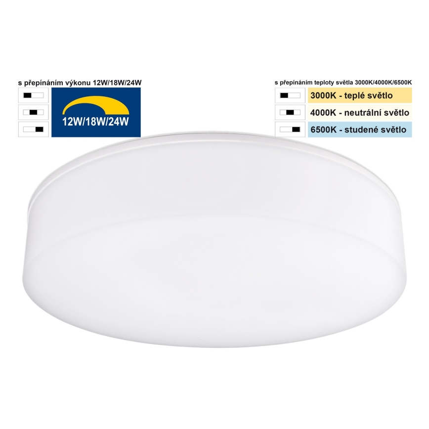 Top Light - LED Prigušiva stropna svjetiljka za kupaonicu BOXTER LED/12/18/24W/230V IP54 3000/4000/6500K pr. 28 cm