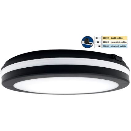 Top Light - LED Svjetiljka za kupaonicu COMET LED/24W/230V 3000/4000/6500K IP54 pr. 30 cm crna