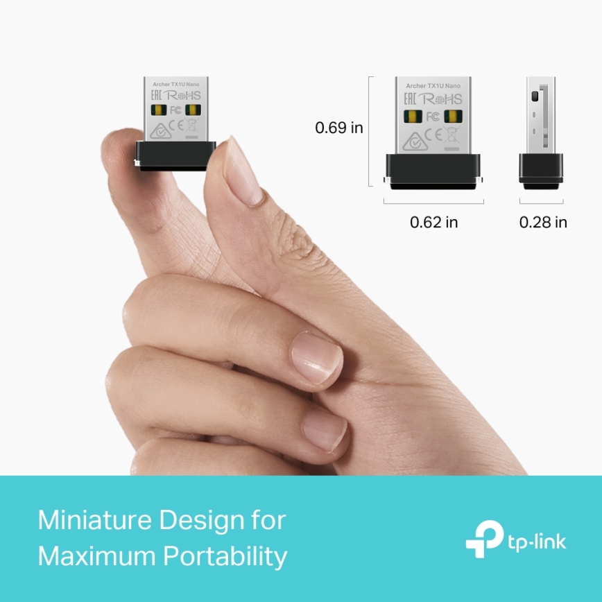 TP-Link - Bežični Wi-Fi 6 USB nano adapter Archer TX1U Nano
