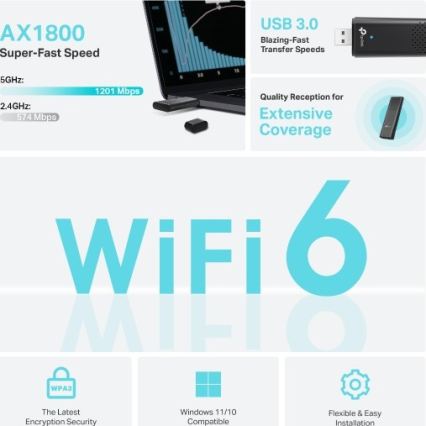 TP-Link - Dvopojasni bežični USB adapter s Wi-Fi 6 Archer TX20U