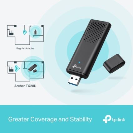 TP-Link - Dvopojasni bežični USB adapter s Wi-Fi 6 Archer TX20U