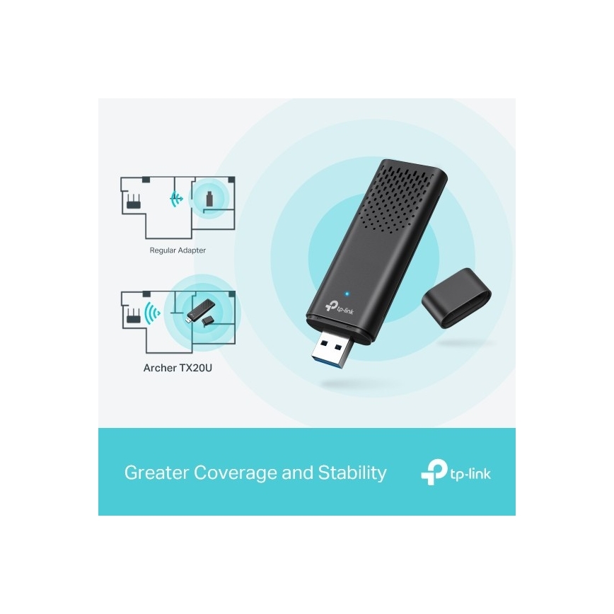 TP-Link - Dvopojasni bežični USB adapter s Wi-Fi 6 Archer TX20U
