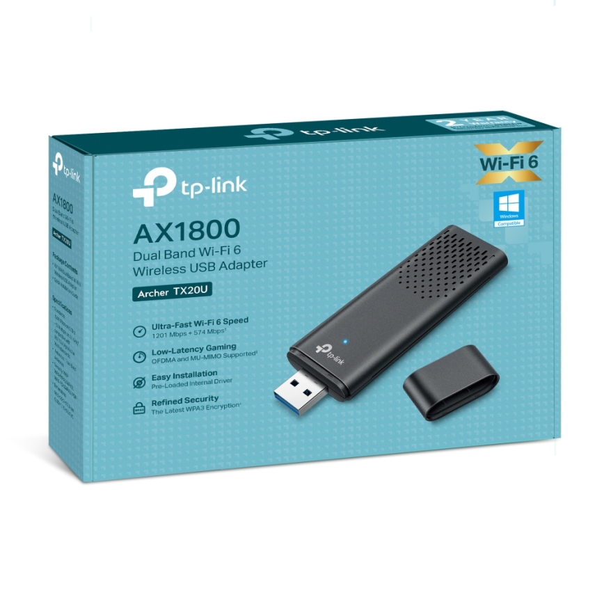 TP-Link - Dvopojasni bežični USB adapter s Wi-Fi 6 Archer TX20U
