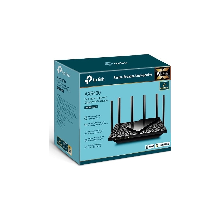TP-Link - Dvopojasni gigabitni Wi-Fi 6 usmjerivač Archer AX72