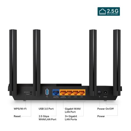 TP-Link - Dvopojasni multigigabitni Wi‑Fi 6 usmjerivač s 2,5G priključkom Archer AX55 Pro