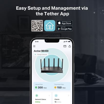 TP-Link - Dvopojasni Wi-Fi 7 usmjerivač Archer BE400