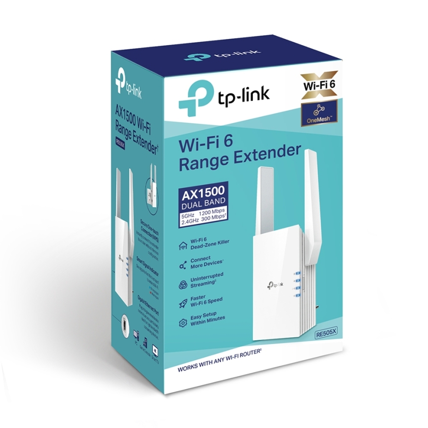 TP-Link - Dvopojasni Wi‑Fi 6 pojačivač signala RE505X