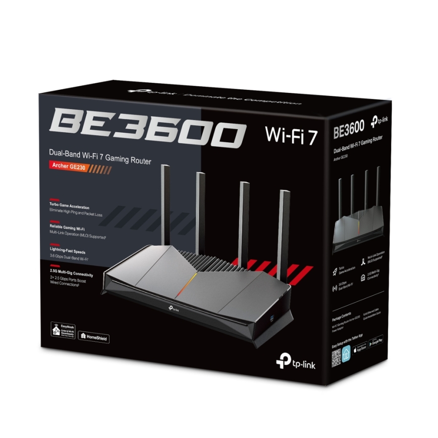 TP-Link - Gejmerski dvopojasni Wi-Fi 7 usmjerivač Archer GE230
