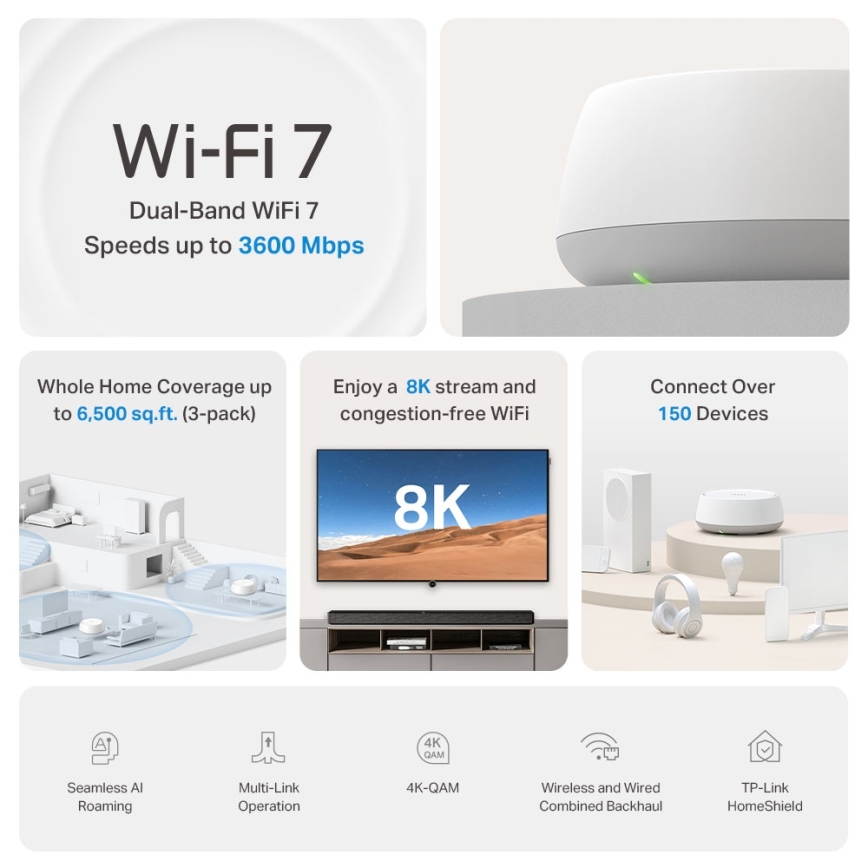 TP-Link - Komplet 3x Wi-Fi 7 mesh sustava za cijeli dom Deco BE22
