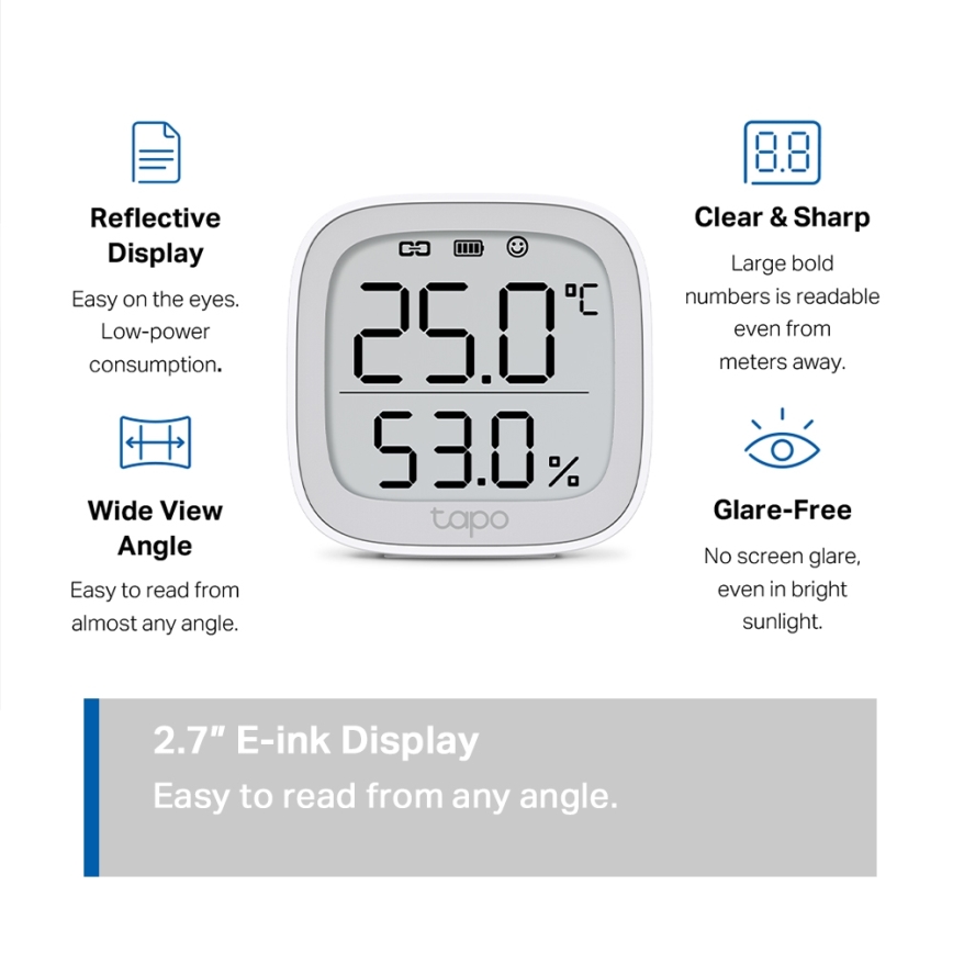 TP-Link - Pametni monitor za mjerenje temperature i vlažnosti 2xAAA Wi-Fi