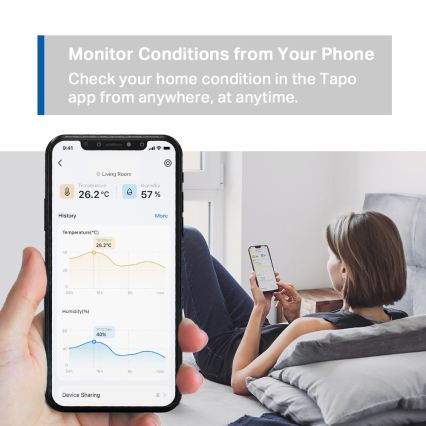 TP-Link - Pametni senzor za mjerenje temperature i vlage 1xCR2450 Wi-Fi