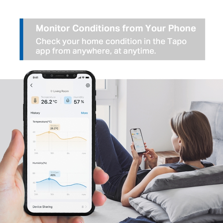 TP-Link - Pametni senzor za mjerenje temperature i vlage 1xCR2450 Wi-Fi