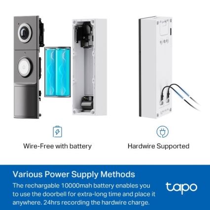 TP-Link - Pametno video zvono s senzorom 2K 10000 mAh IP66 Wi-Fi
