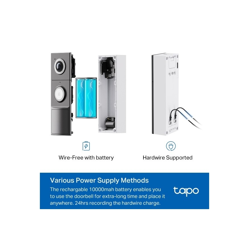 TP-Link - Pametno videozvono 2K 10000 mAh IP66 Wi-Fi Tuya