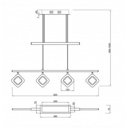 Trio - LED Luster na sajli PARADOX 4xLED/4,3W/230V