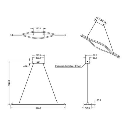 TRIO - LED luster na sajli REMUS LED/38W/230V