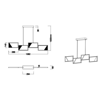 Trio - LED Prigušivi luster na sajli CAFU 4xLED/7W/230V