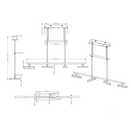 Trio - LED Prigušivi luster na sajli OPIUM 4xLED/4,5W/230V