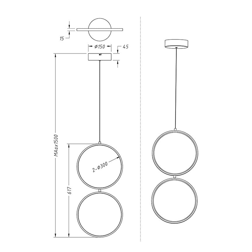 Trio - LED Prigušivi luster na sajli RONDO 2xLED/11W/230V