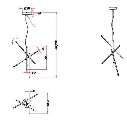 Trio - LED Prigušivi luster na sajli TIRIAC 3xLED/7,5W/230V