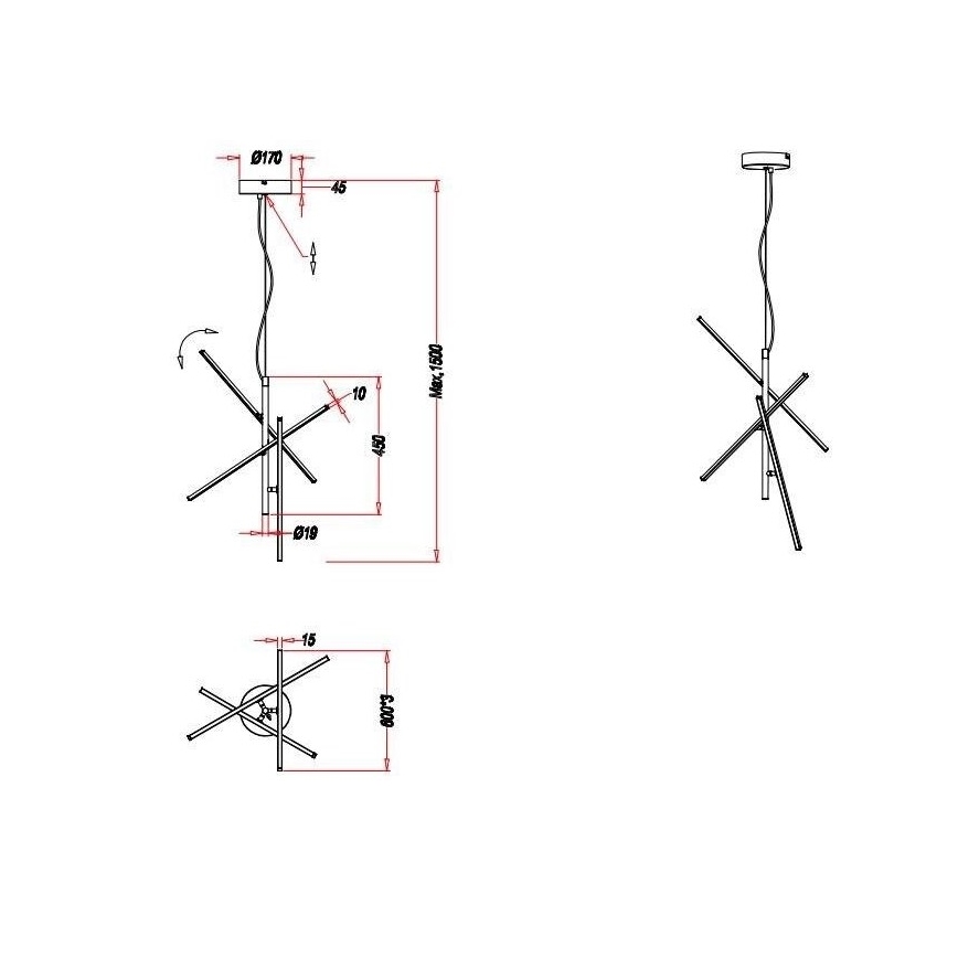 Trio - LED Prigušivi luster na sajli TIRIAC 3xLED/7,5W/230V