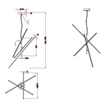 Trio - LED Prigušivi luster na sajli TIRIAC 3xLED/8,5W/230V bijela