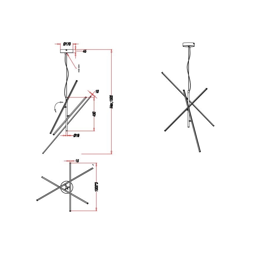 Trio - LED Prigušivi luster na sajli TIRIAC 3xLED/8,5W/230V bijela