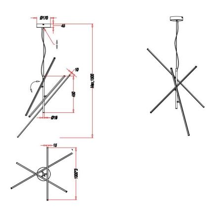 Trio - LED Prigušivi luster na sajli TIRIAC 3xLED/8,5W/230V