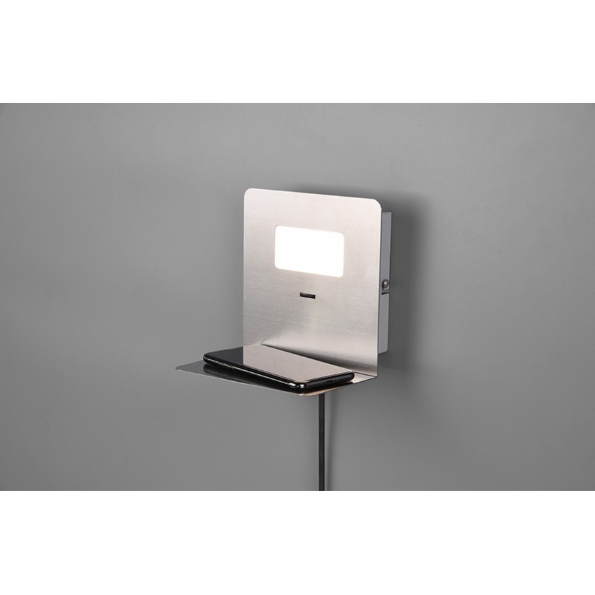 Trio - LED zidna svjetiljka s policom ALOFT LED/3W/230V + USB priključak