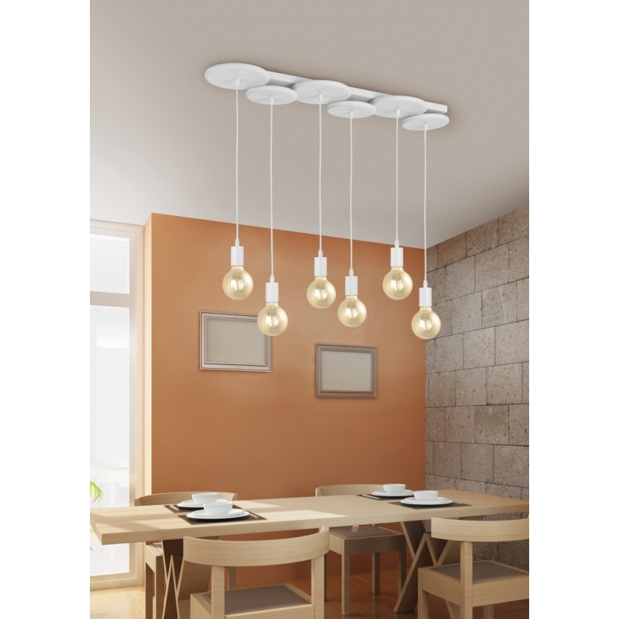 Trio - Luster na sajli DISCUS 6xE27/28W/230V bijela