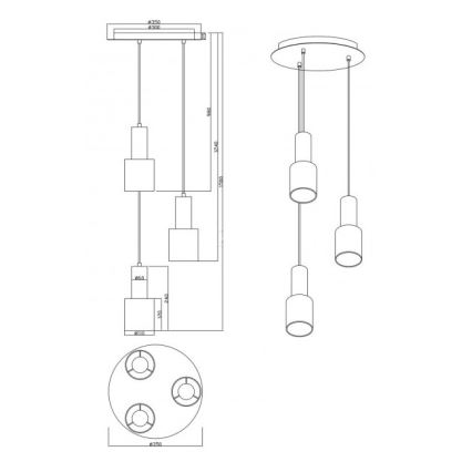 Trio - Luster na sajli WAILER 3xGU10/5W/230V bež