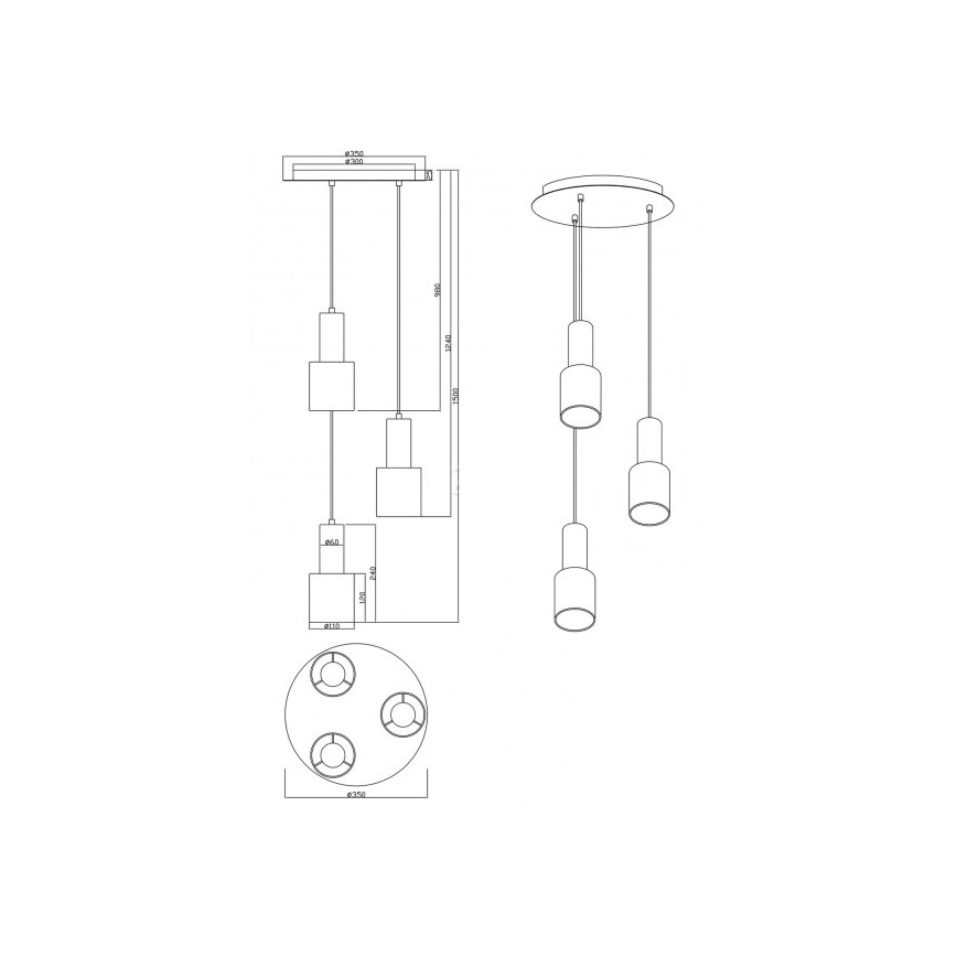 Trio - Luster na sajli WAILER 3xGU10/5W/230V bež