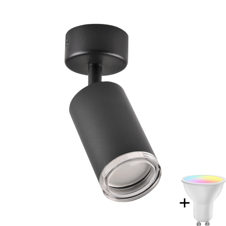 TURYN 1xGU10/6,5W/230V 2700-6500K Wi-Fi IP44 Crna LED RGBW Dimmable Kupaonska Ugradna Svjetiljka