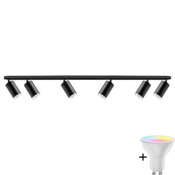 TURYN LED RGBW Dimmable kupaonska spot lampa 6xGU10/6,5W/230V 2700-6500K Wi-Fi IP44 crna