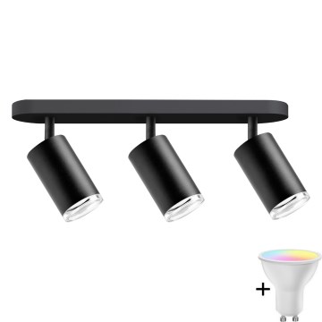 TURYN LED RGBW Dimmable kupaonska točka svjetla 3xGU10/6,5W/230V 2700-6500K Wi-Fi IP44 crna