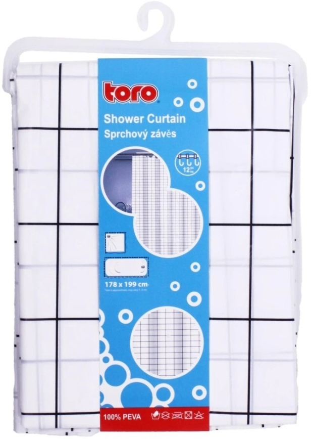 Tuš zavjesa TORO EASY 178x199 cm bijela/crna