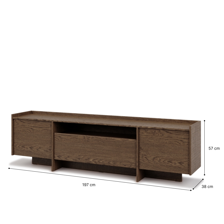 TV komoda KEMI 197x57 cm hrast