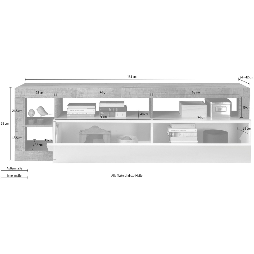 TV komoda LENOR bijela/antracit