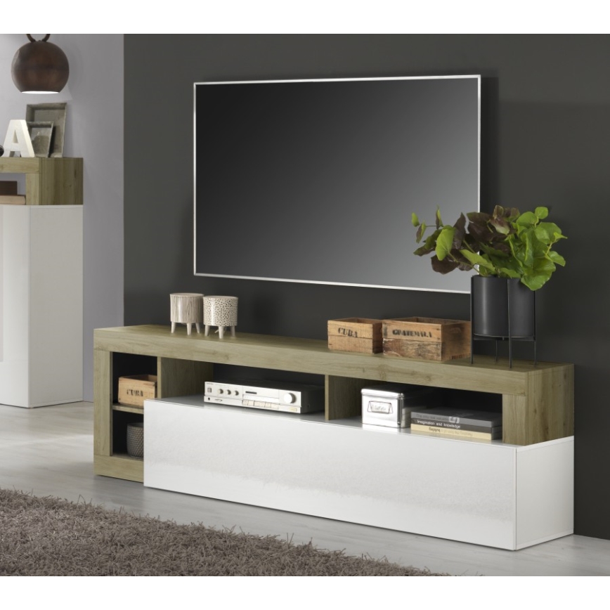TV komoda LENOR bijela/svijetli hrast