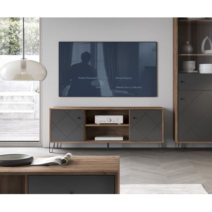 TV komoda SULA hrast craft/crna