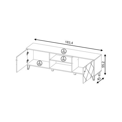 TV komoda SULA hrast craft/crna