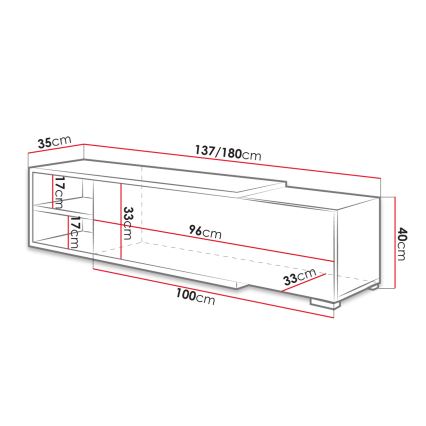 TV stolić CLIF 40x180 cm bijela