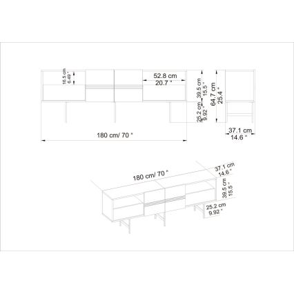 TV stolić DERIN 64,7x180 cm bijela