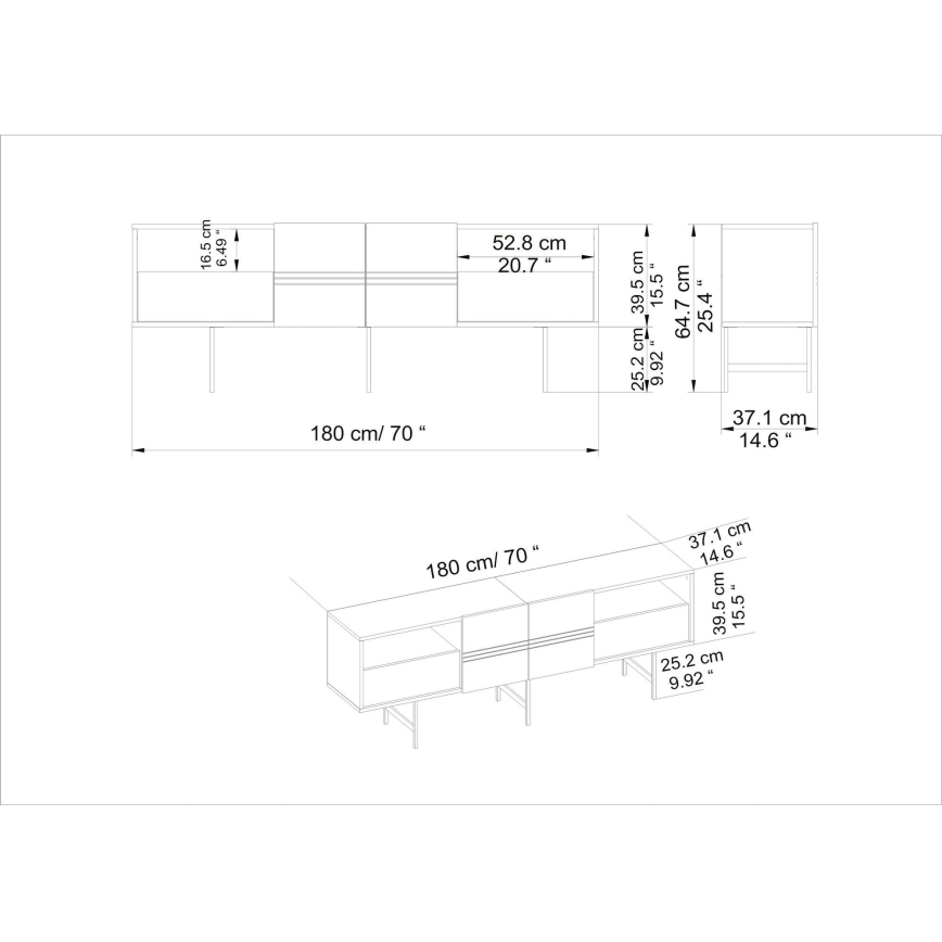 TV stolić DERIN 65x180 cm crna