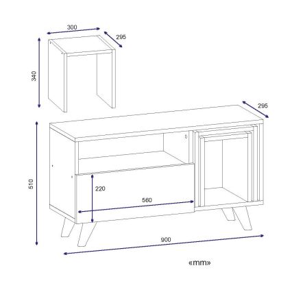 TV stolić NOVELLA 51x90 cm bijela/smeđa