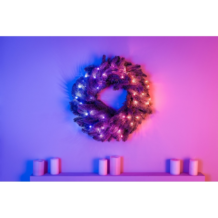 Twinkly - LED RGB Prigušivi božićni vijenac 50xLED pr. 60 cm Wi-Fi