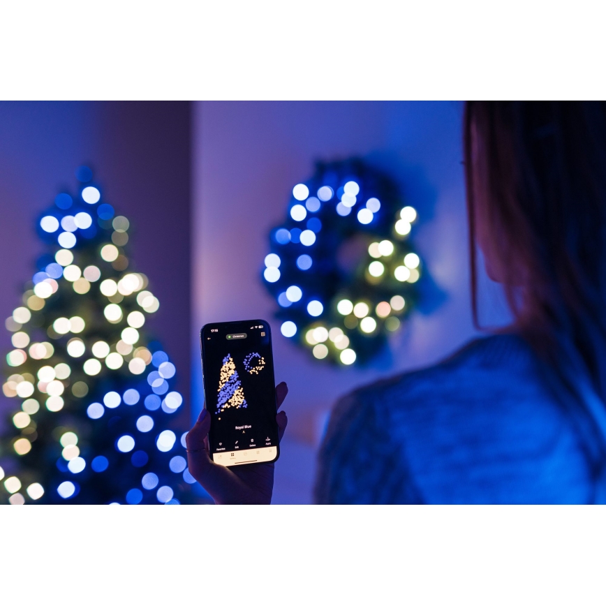 Twinkly - LED RGB Prigušivi božićni vijenac 50xLED pr. 60 cm Wi-Fi